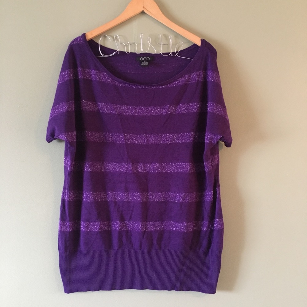 Short Sleeve Tunic Sweater with Sparkle Sz 2XL